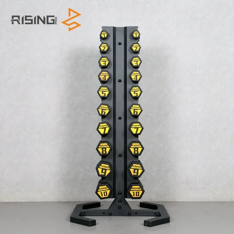 10 Tier Stand Commercial Home Gym High Quality Hex Dumbbell Set Racks Store 10 pairs of dumbbells