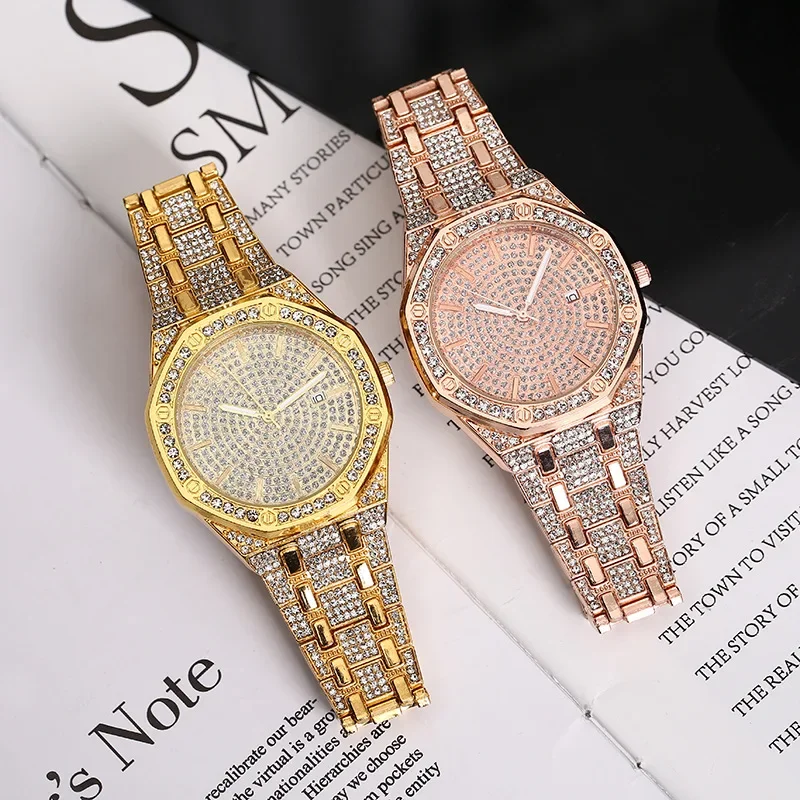 Watch Golden Rose Gold Silver Hip Hop Mens Watch Fashion Cool Bling Diamond Stylish All Diamond Watch for Hip Hop