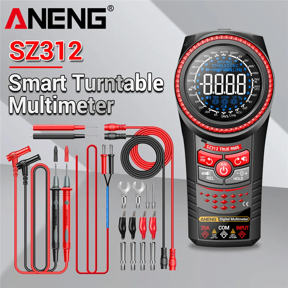 

SZ312 Smart Turntable Multimeter AC/DC Voltage Current VA Reverse Backlight Homehold Tester 60mF Capacitor Meter Repair Tools
