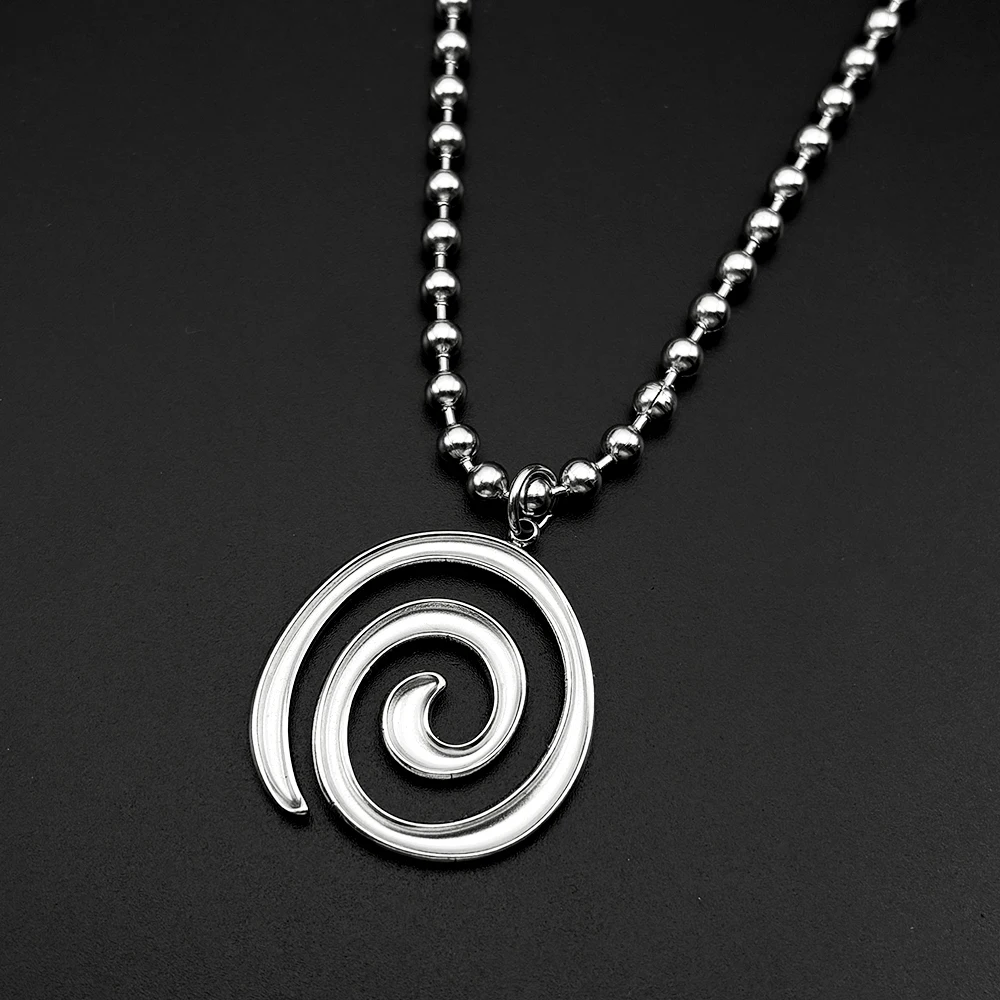 Y2K Spiral Vortex Beads Chain Choker For Women Men Stainless Steel Punk Grunge Aesthetic Art Goth Fashion Necklace Jewelry