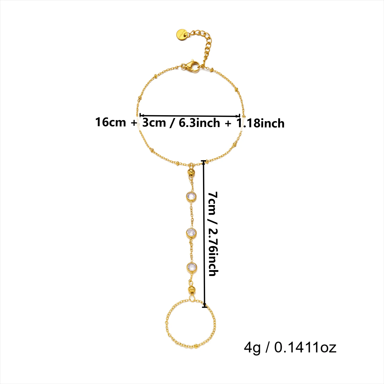 Minimalistisches CZ Edelstahl-Fingerarmband für Frauen Luxuriöse Braut Mehrlagige Handketten Party Hochzeit Schmuck Geschenk Wasserdicht – Detail 16