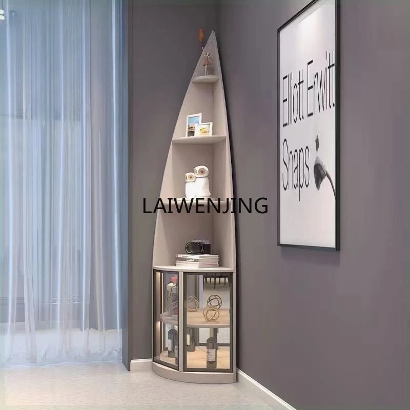 Corner bedroom light luxury glass shelf living room dining side triangular chest crutch