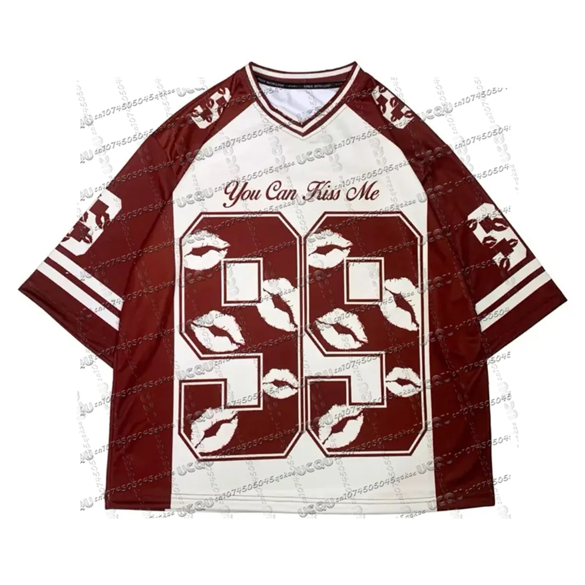 Let Me Kiss You جديد حار بيع العلامة التجارية تي شيرت رياضي أحمر الشفاه نمط الطباعة الرقمية الشارع ارتداء الصيف المرأة موضة Y2k #3