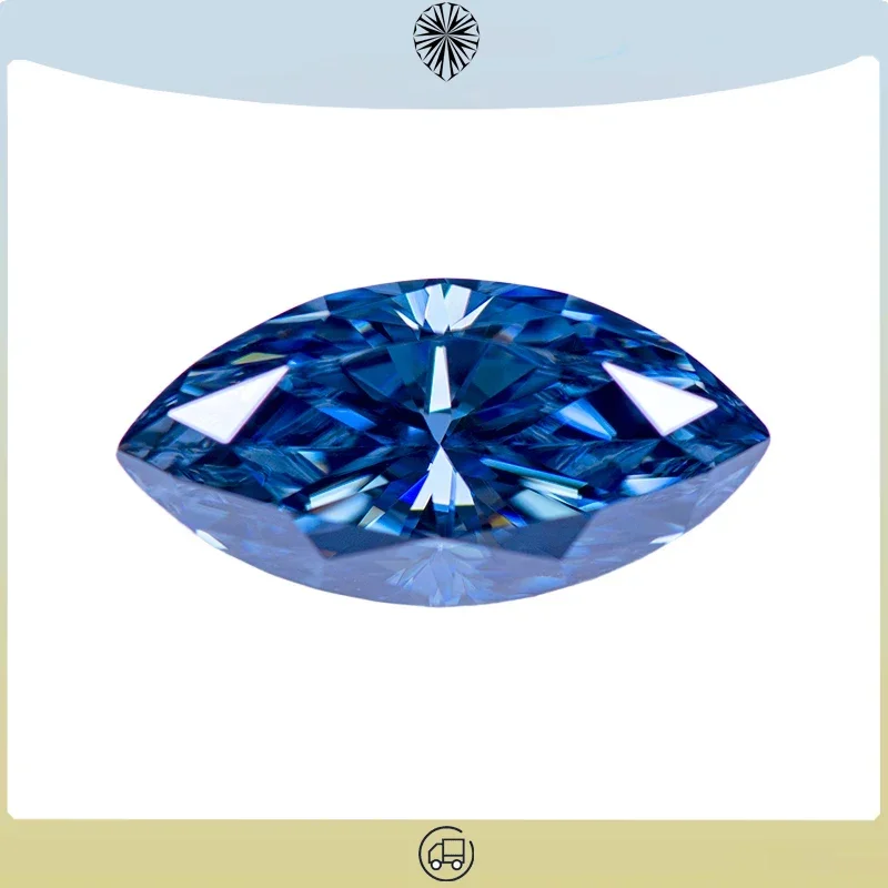 Moissanite Stone Gemstone Marquise Cut Primary Color Royal Blue Lab Grown Diamond Woman Charms Jewelry Making GRA Certificate