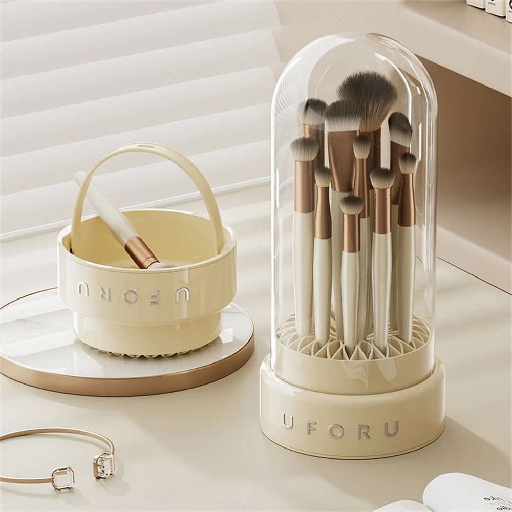 

Dustproof Makeup Brushes Multifunctional Detachable Storage Box with Lid Wash Dry 2-in-1 Beauty Brush Eyebrow Pencil Container