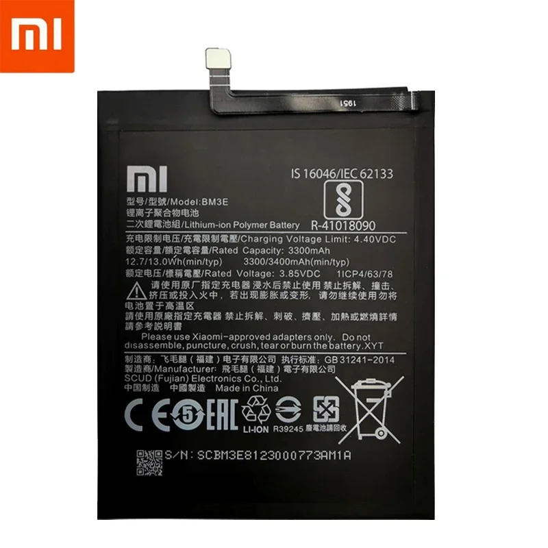 2024 100% Original Xiao Mi Phone Battery BM3E for Xiaomi Mi 8 Mi8 M8 Real 3400mAh Replacement Batterie Bateria Fast Shipping