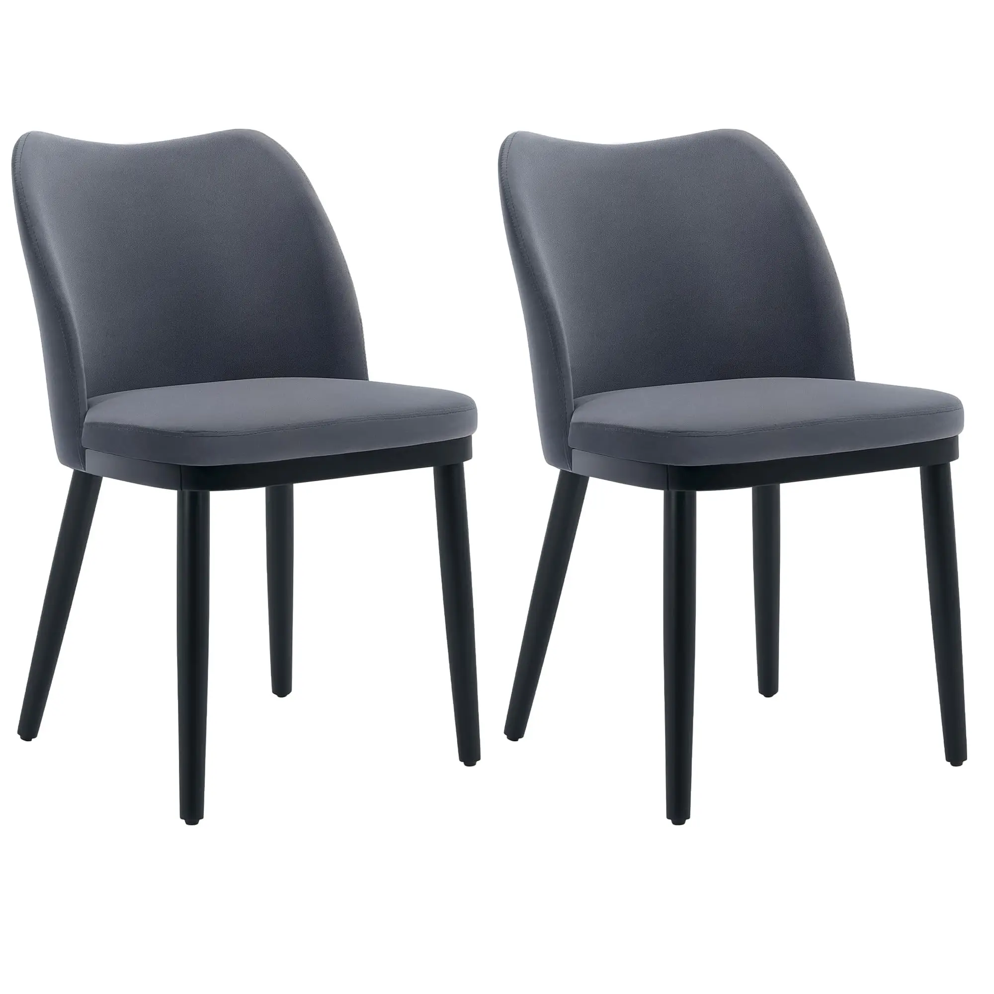 2 Dining Chairs: Upholstered Velvet Dining Room Side Chairs, Chair for Dining Room with Padded Seat and Wood Legs-Modern Dining