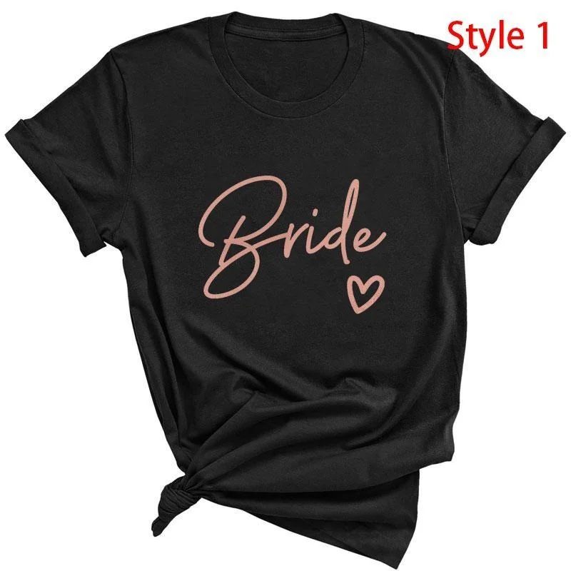 New Fashion Bridal Party Team Bride Shirts Bride Shirt Women Casual Short Sleeve Bride Tops Tees