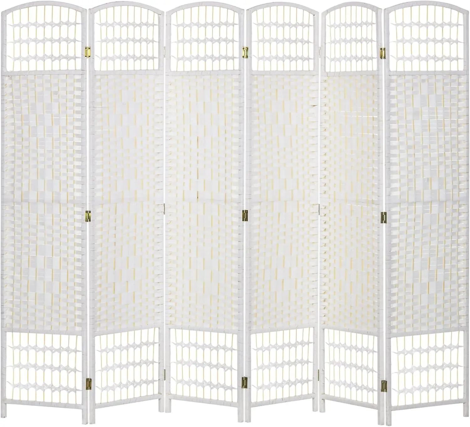 

6 Panel Room Divider, Folding Privacy Screen, 5.6' Room Separator, Wave Fiber Freestanding Partition Wall Divider, White