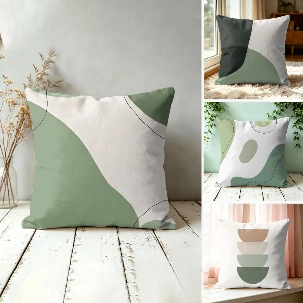 Morandi Abstract Line Illustration Cushion Cover Plush Fabric Soft Double-Sided Printed Sofa Warm Winter Home Gift Pillow Cover