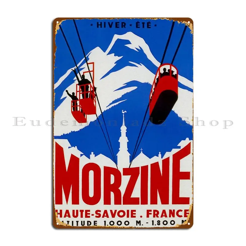 Morzine France Vintage Ski Poster Metal Sign Cinema Wall Cave Create Club Create Tin Sign Poster