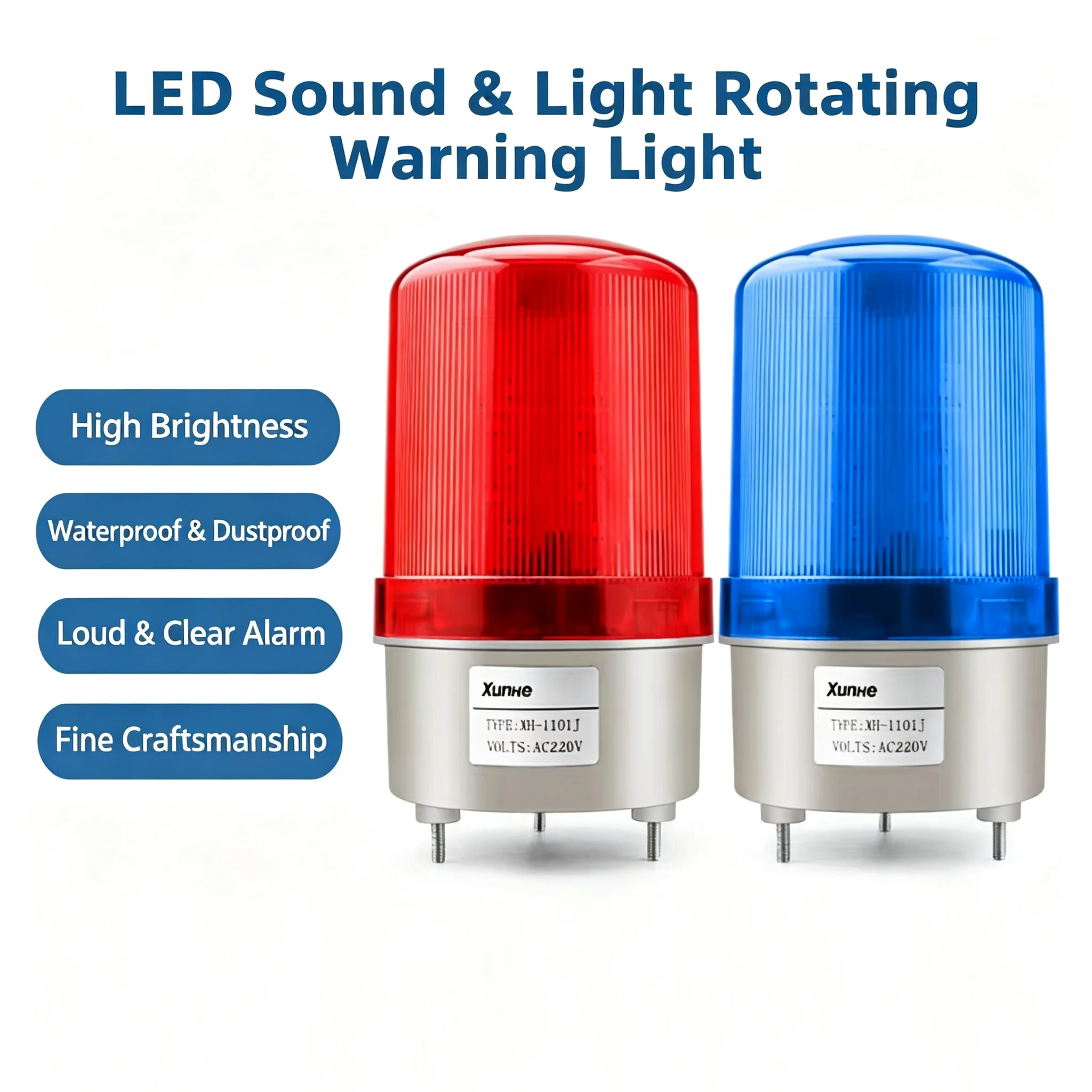 Strobe Warning Light Siren Sound Rotating Flash Buzzer Alarm DC12V DC24V