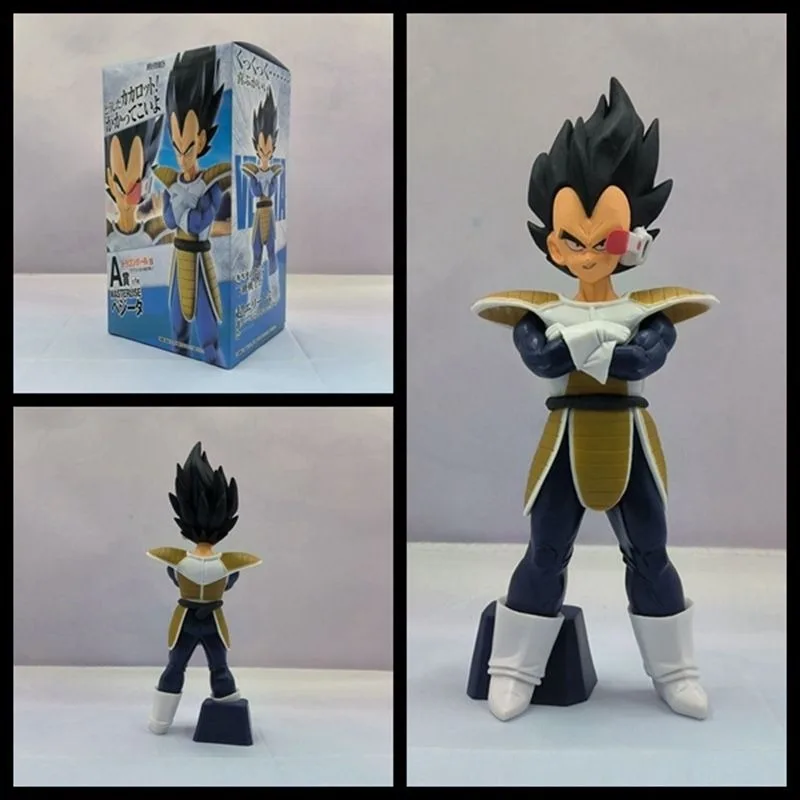 Bandai Dragon Ball Anime Action Figures Super Saiyan Vegeta Tuta da combattimento Modello Desktop Doll Ornament Collection Decorazione Regalo