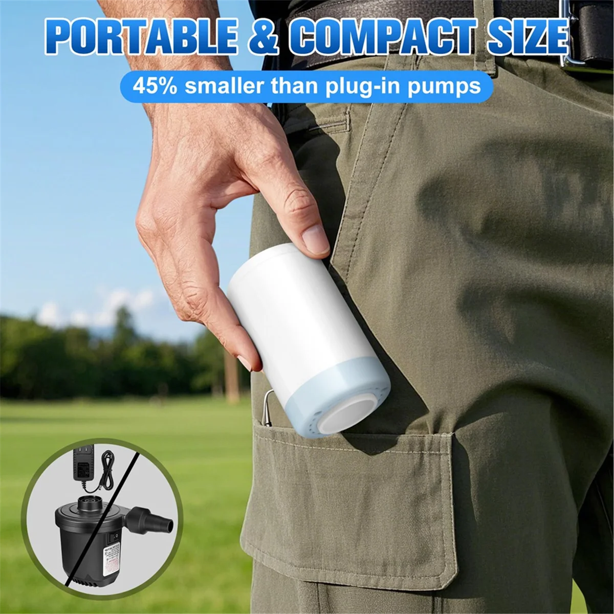 مضخة هواء صغيرة محمولة للمطاطية، تضخم فائق السرعة بدقة 4 كيلو باسكال