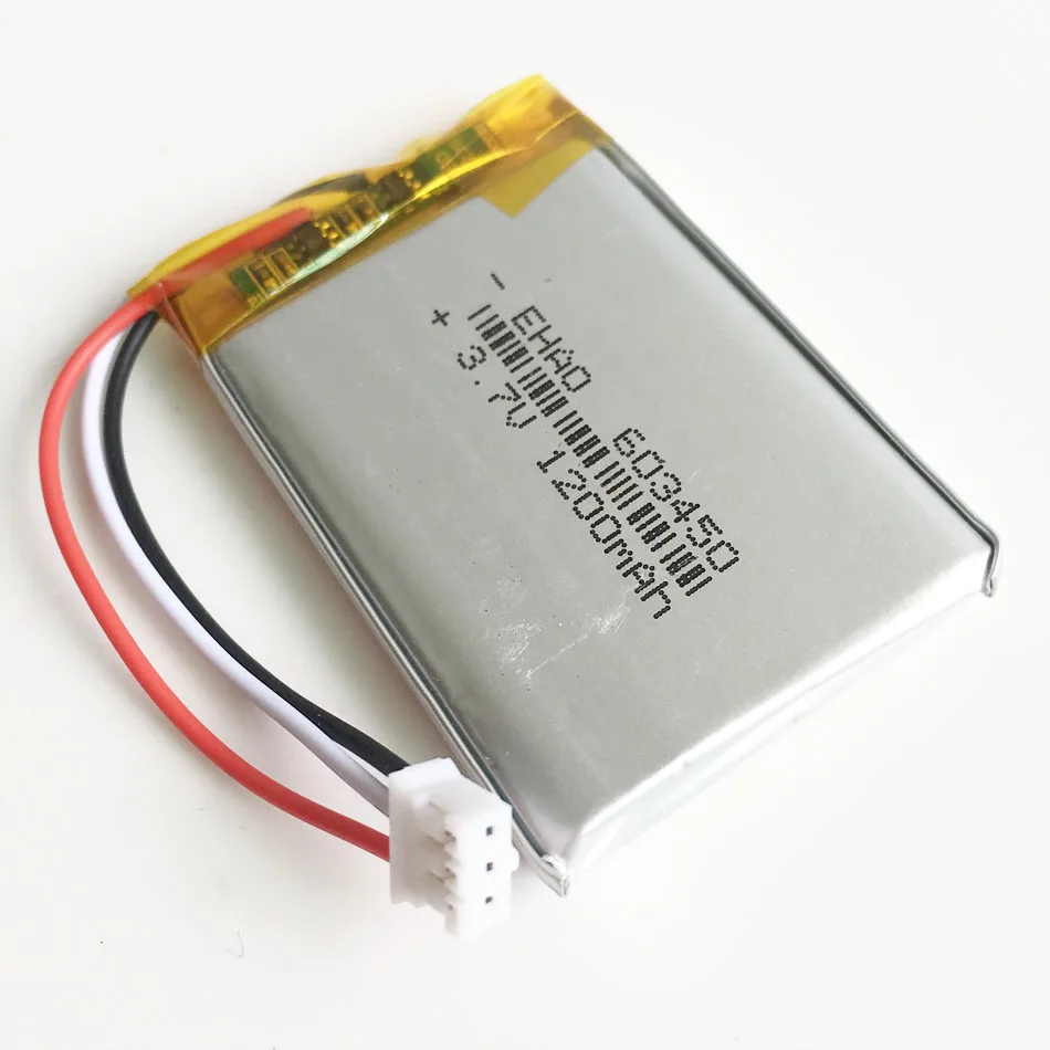 603450 Lithium Polymer Lipo Battery 3.7V 1200mAh With JST PH 2.0mm 3Pin For DVD Recorder GPS Camera E-book