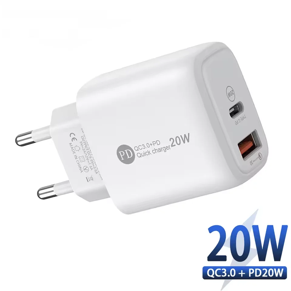 PD 20W Fast Charging Phone Charger USB Mobile Phone Power Adapter For iPhone Huawei Samsung Xiaomi Type C Quick Charging Charger