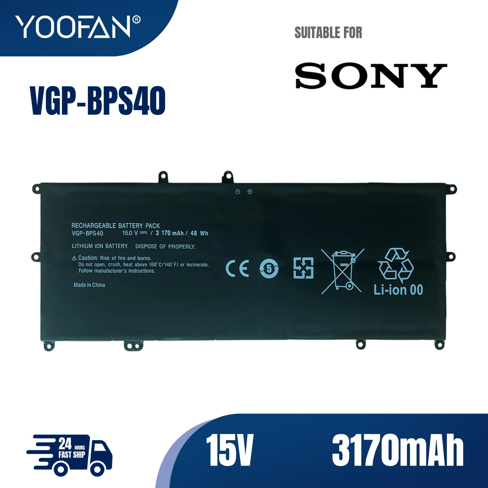 YOOFAN Batería de VGP-BPS40 para ordenador portátil, Pila de 15V, 3170mAh, para SONY Vaio Flip 14A SVF14N SVF 15A SVF15N17CXB