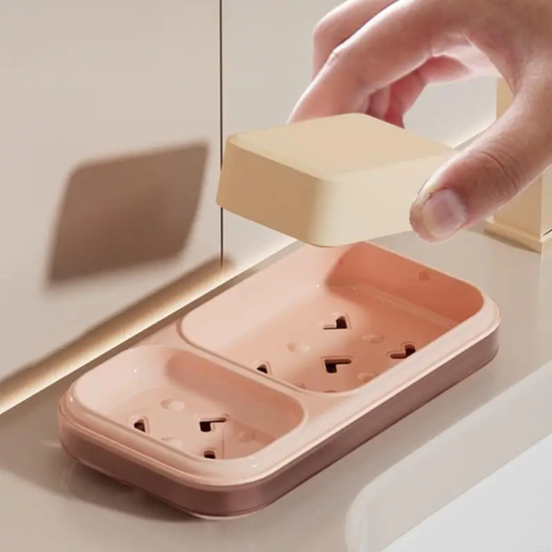 Ventilated Double Compartment Plastic Soap Dish With Lid and Drainage Base For Bathroom Dorm Travel Hygienes Maintenance X3UC