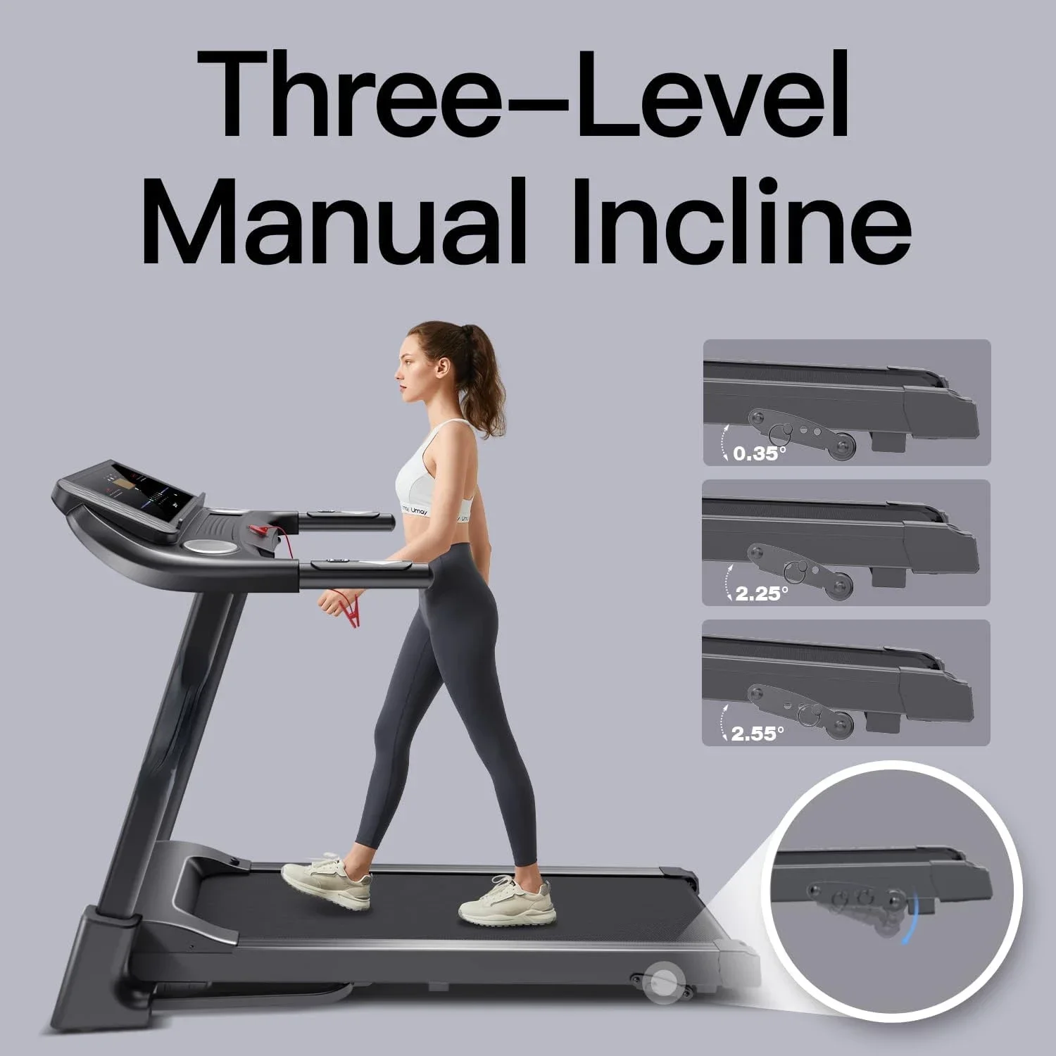 Treadmill lipat otomatis kebugaran rumah dengan sensor denyut, 3.0 senyap tanpa sikat, kapasitas 8.7 MPH, 300 lbs