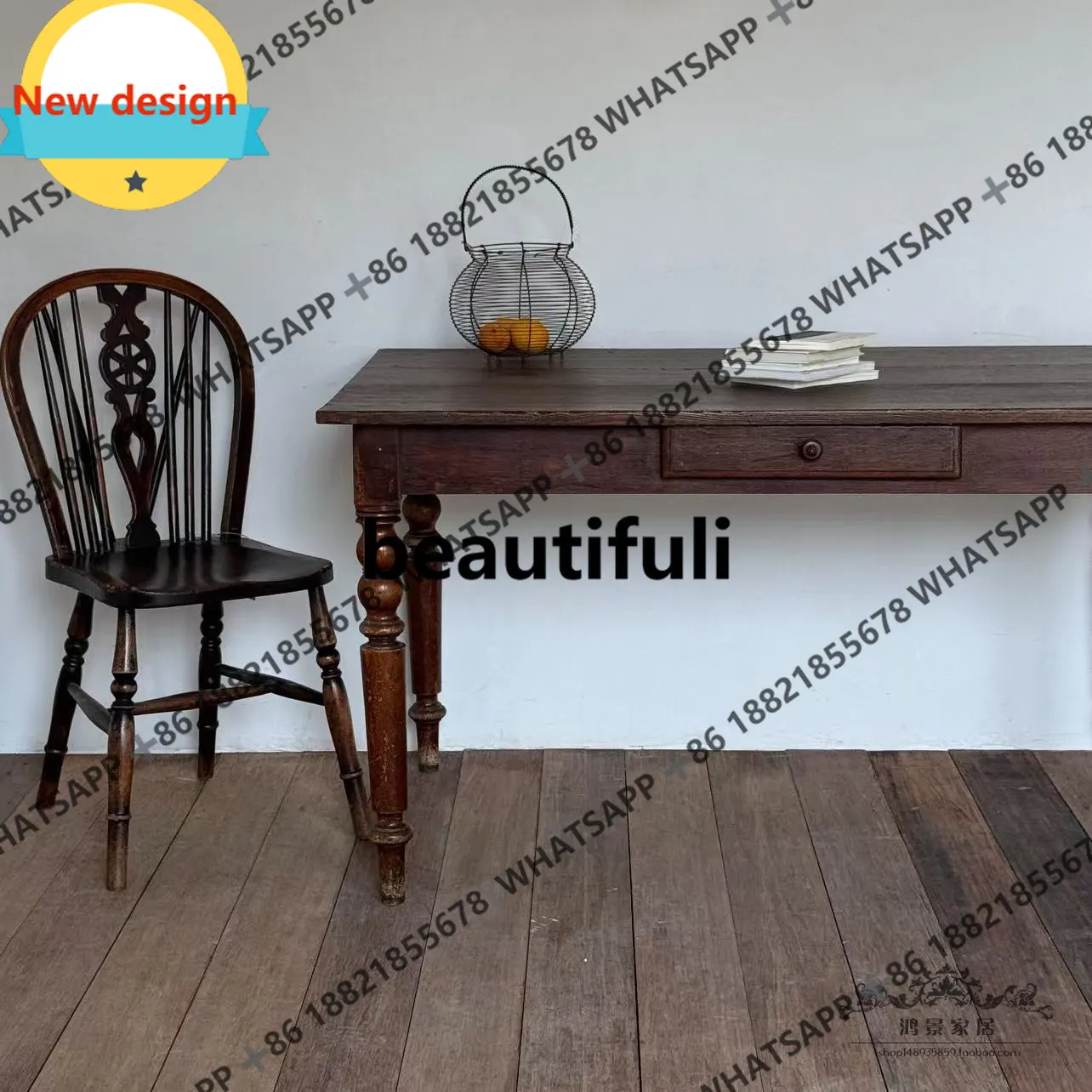 

American retro southern French dining table French medieval DIY farm coffee table household dining table b567