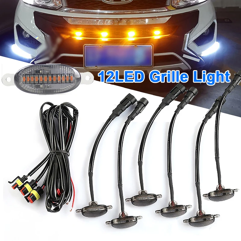 

Передняя решетка для автомобиля, 12 светодиодов, искусственная решетка для внедорожника, Ford, Toyota