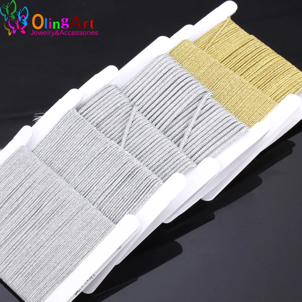 OlingArt 0.8mm/1.0mm/2.0mm/2.4mm Gold Silver Thread Color Line Chinese Knot String Knit Cord Ropes Line Wire DIY Jewelry Making