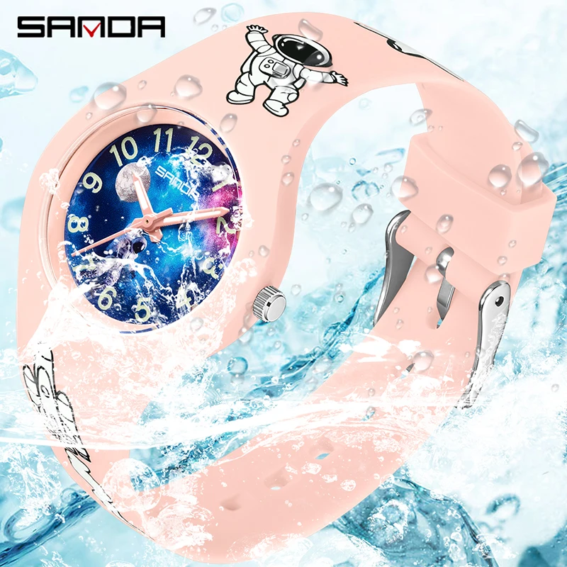 Sanda 6098 Novas Crianças Assista Céu Estrelado Estudante Dos Desenhos Animados Masculino e Feminino Silicone Moda Fluorescente Outdoor Waterproof Watch