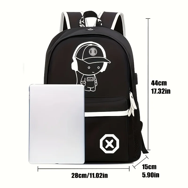 Fashion Backpacks Luminous Animation School Bags For Boy Girl Teenager USB Charge Men Back Pack Laptop Backpack Male 2PCS/SET