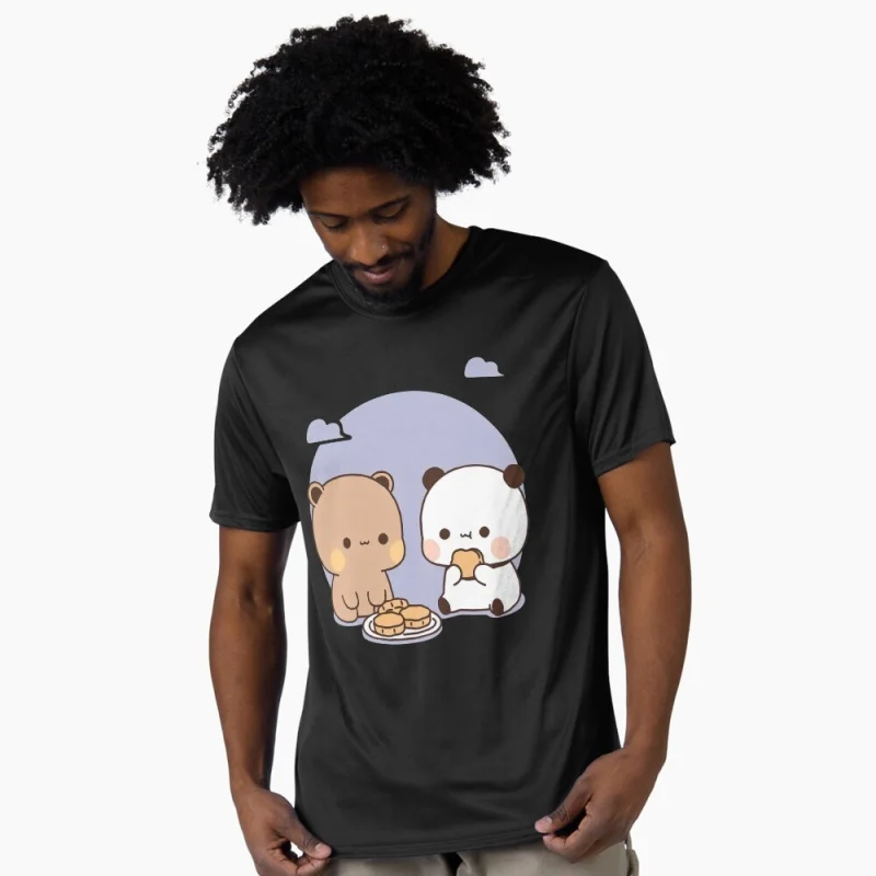 

Bubu and Dudu Eat Moon cake Gift t shirt ‌kawaii‌ Panda Bear Cartoon Graphic tee Cute Y2K Clothes 100% cotton All size Tee S-6XL