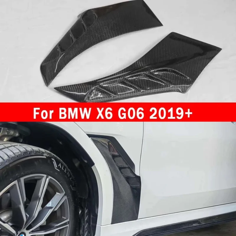 

For BMW X6 G06 2019 Carbon Fiber Wind knife Auto Fender Side Air Vent Outlet Cover Trim Fit L Style Upgrade body kit