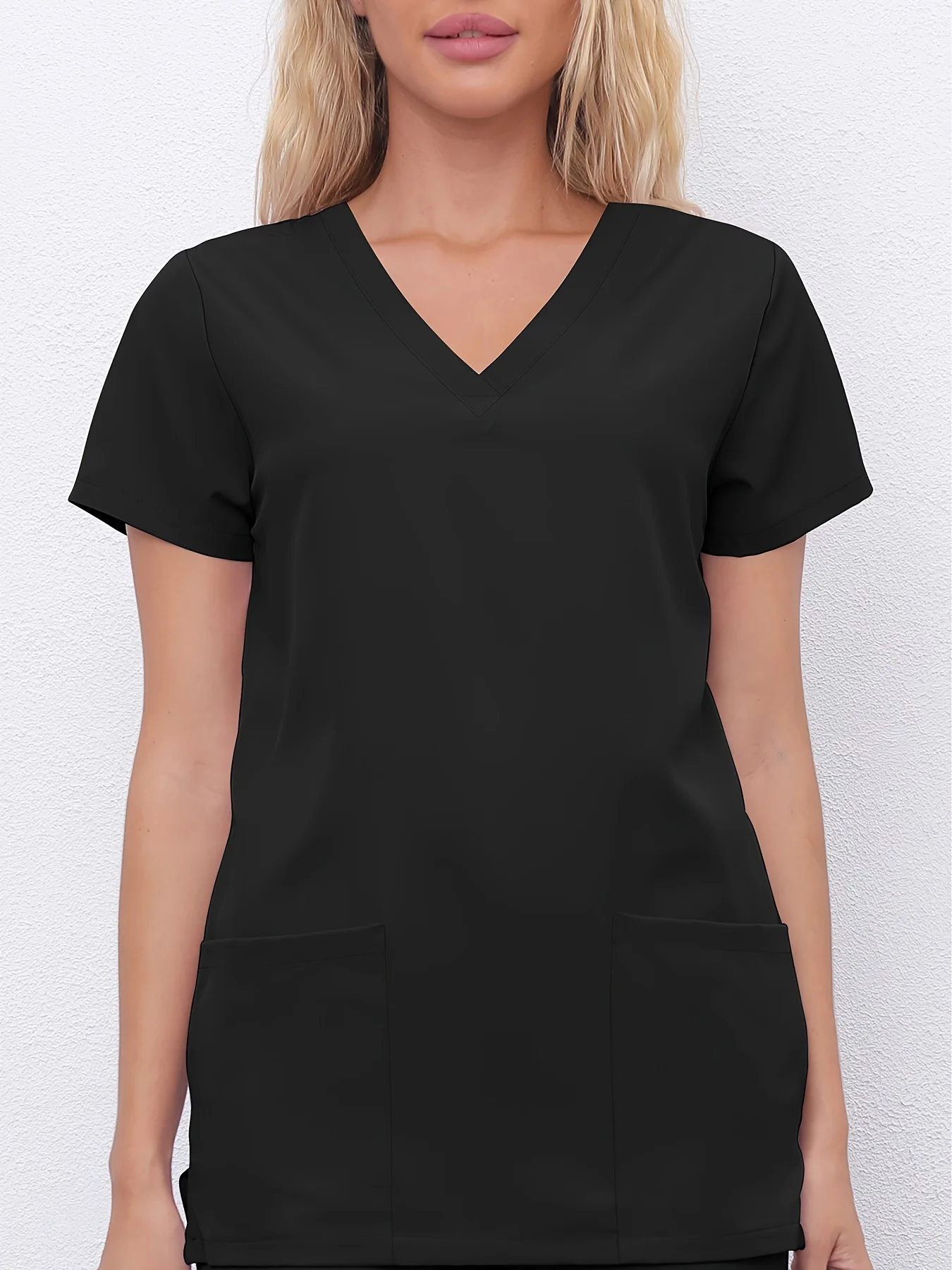 

2025 женский скраб-топ с эластичным поясом, дышащая униформа медсестры, рабочая одежда, рубашка с карманами, женская одежда, блузка для медсестры