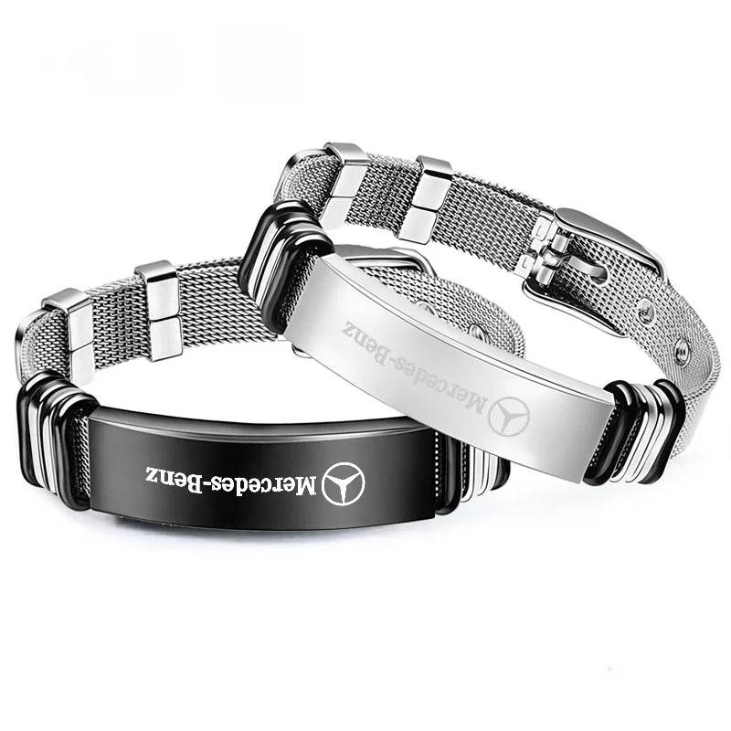 

Fashion Stainless Steel Benz Emblem Bracelet Men Women's Gift Adjustable For Mercedes Benz AMG W205 W204 W203 W111 W168 W213 GLA