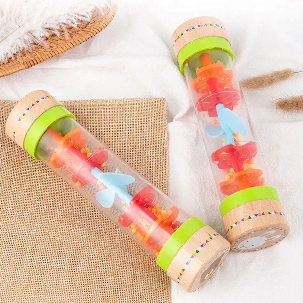 1Pcs Wooden Rain Sound Tube Simulation Stick Educational Shaking Plaything for Early Musical Instruments Cognitive