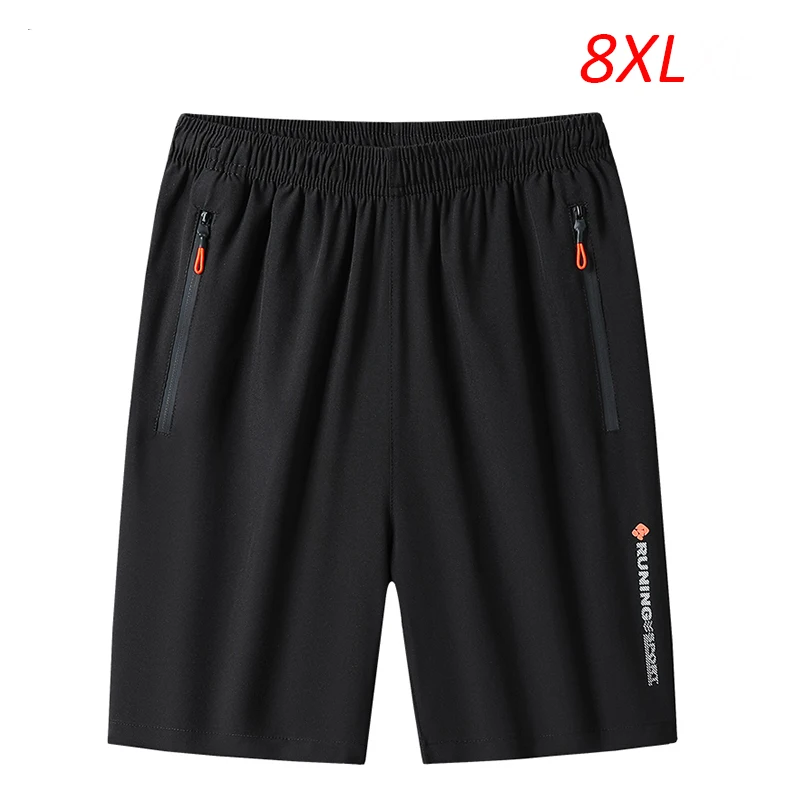 2023 New Men\'s Casual Shorts New Male Fashion Casual Ice Silk Shorts Solid Color Fitness Breathable Quick-drying Short Size 8XL