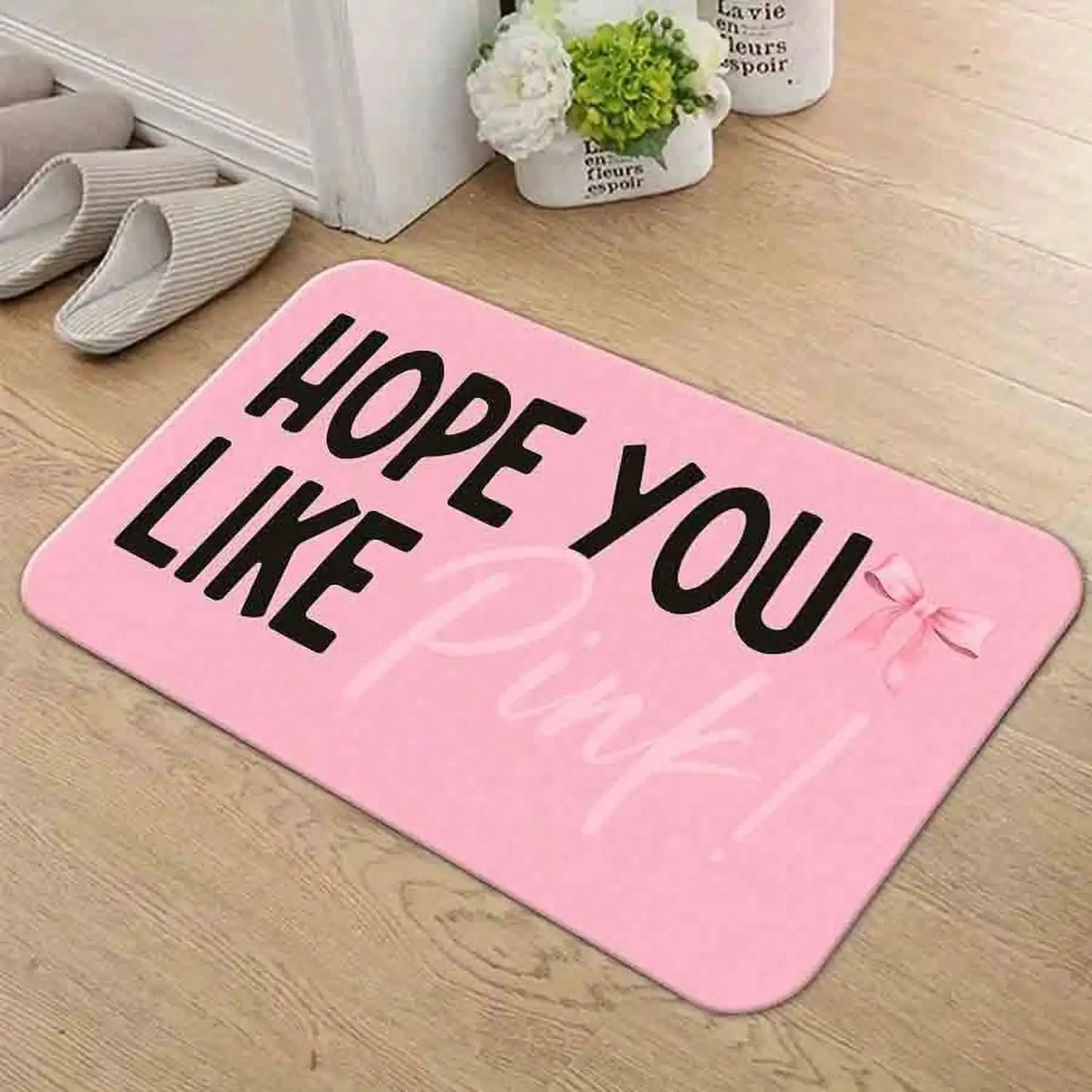 Hope You Like Pink Door Mat - Funny Aesthetic Welcome Floor Rug, Soft Non-Slip Entry Mat for Bedroom Bathroom, Multiple Sizes