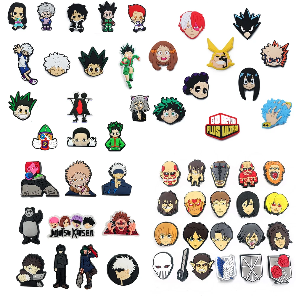 10-20pcs Pop Japanese Manga Shoe Charms Cartoon Shoe Buckles DIY Decorations for Sandals & Beach Bags Fashion PVC Accessories