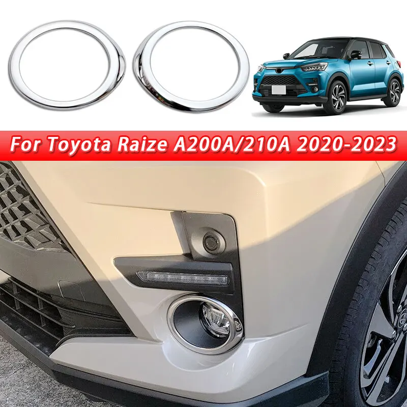 2pcs For Toyota Raize A200A/210A 2020-2023 Front Fog Light Trim Ring silver Auto modification accessories