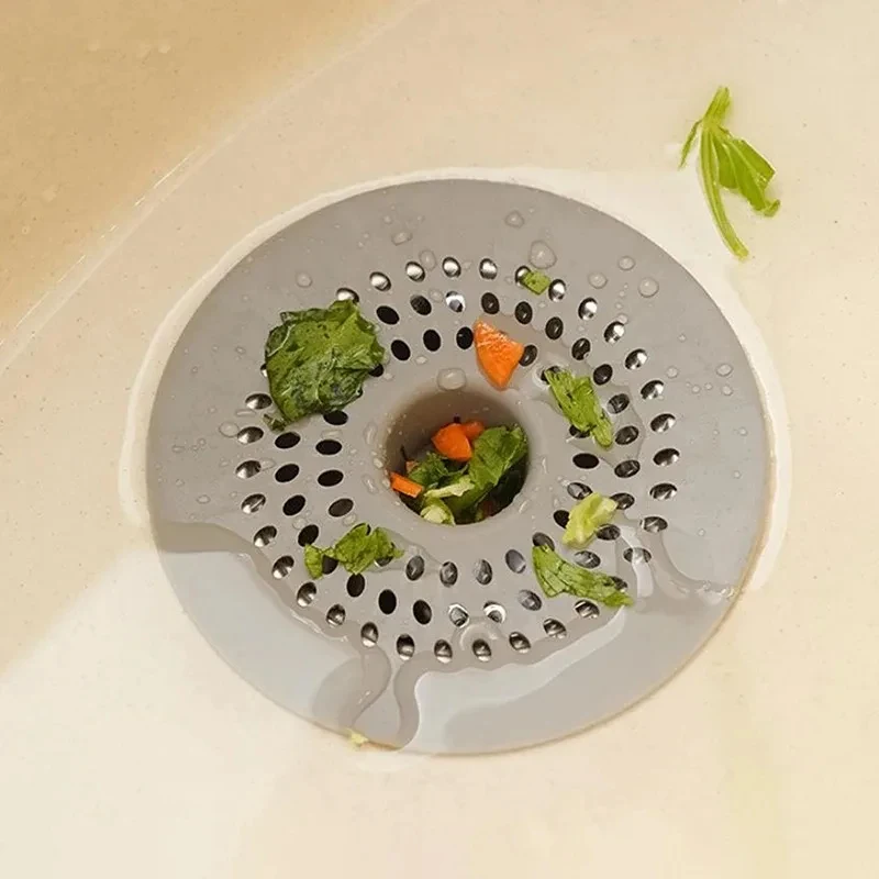 Anti-clog Silicone Drain Mat, Hair Filter Sticker for Kitchen Bathroom, Anti-cockroach Drain Cover view 2