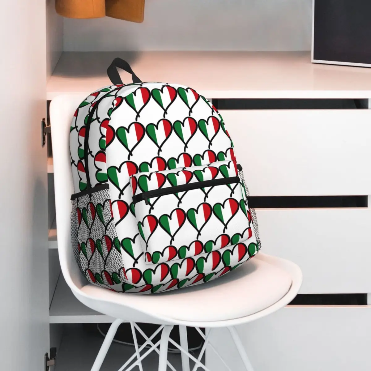 Italian Italy Flag Heart Premium Backpack Daypack Large Capacity Boys Girls BookBag School Bag Shoulder Bags for Men Women