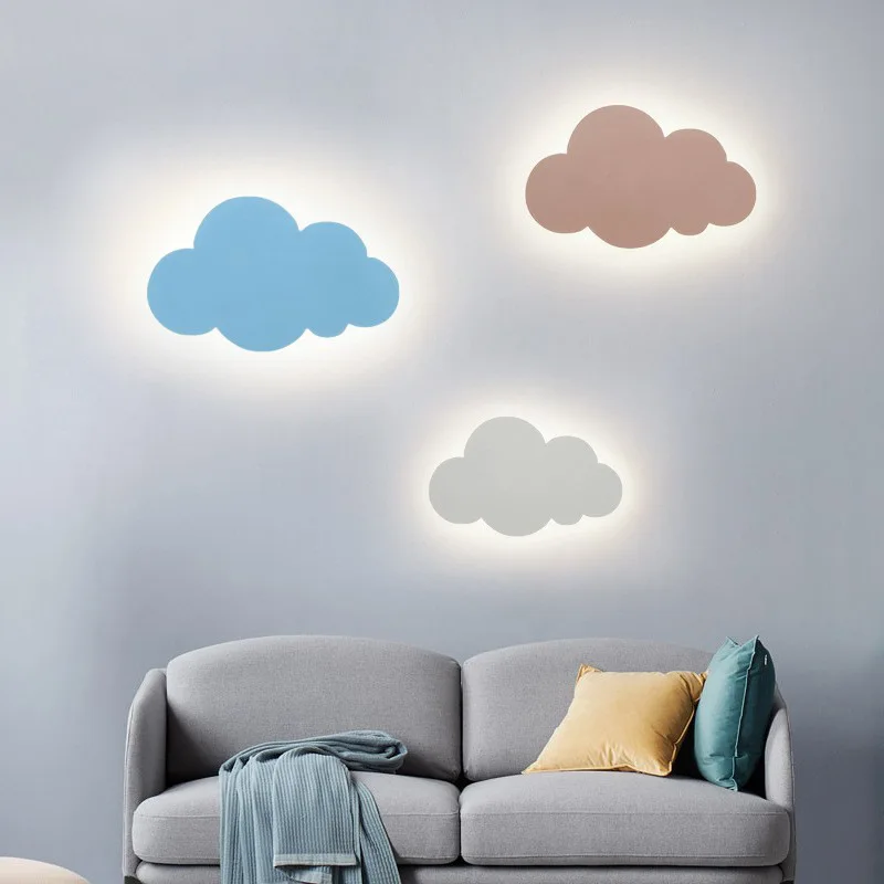 Lámpara de pared de nube nórdica Ins, lámpara de noche minimalista creativa, iluminación LED moderna y sencilla para habitación de niños y niñas