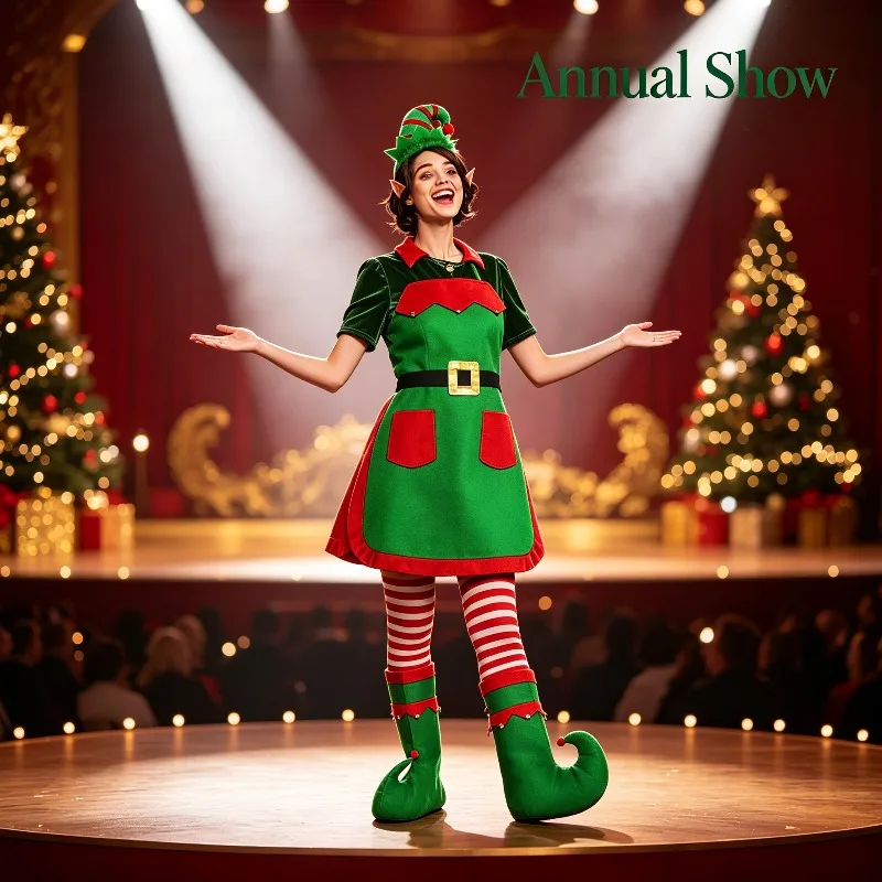 Christmas Cooking Apron and Hat Accessory Combination Suitable for Family Christmas Celebrations Holiday Wearable Decorations