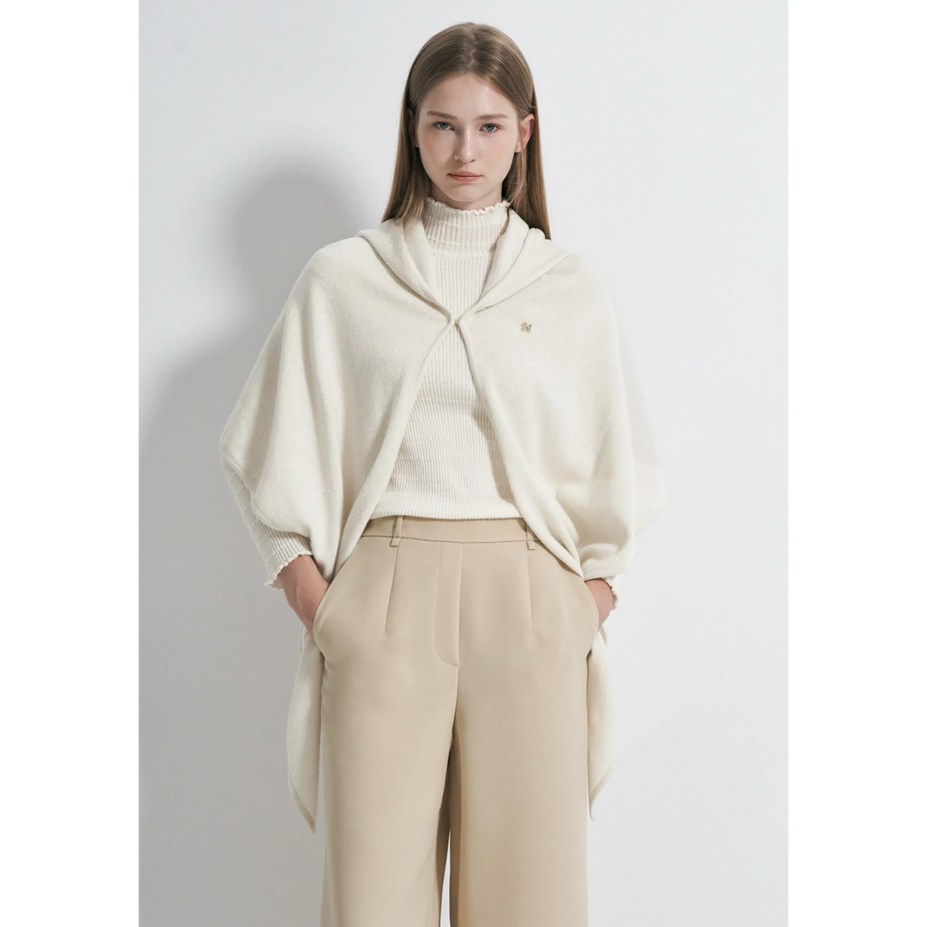 Simple Vintage Hooded Knitted Cowl Neck Wrap Scarf OBZ26 Autumn Lemon Cheese Casual Commute Style Loose Fit Long Sleeve