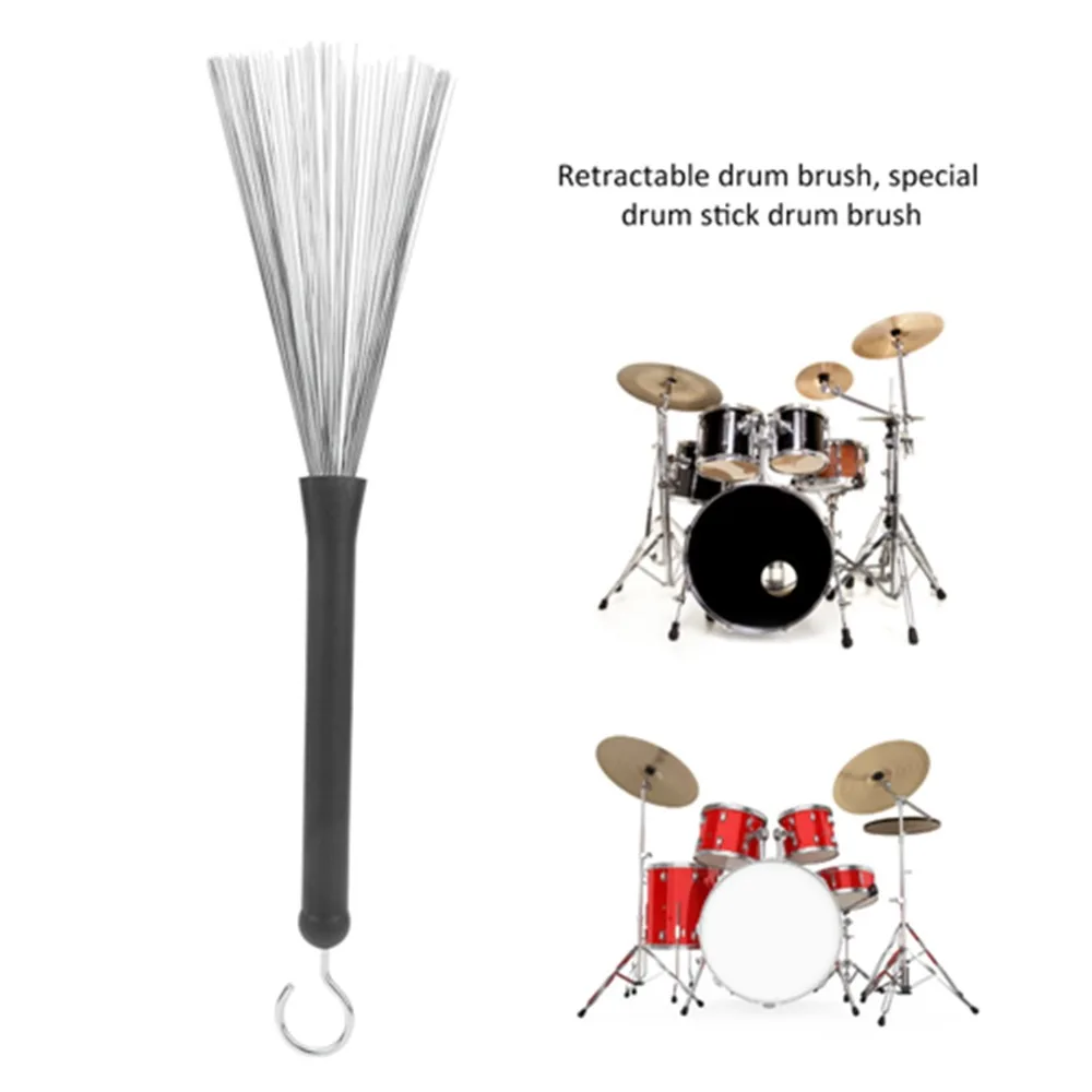 

​2Pcs Rubber Handles Drum Brush​ ​Stainless Steel Wire ​2Pcs Drum Sticks Brush Retractable Drum Wire Brushes​