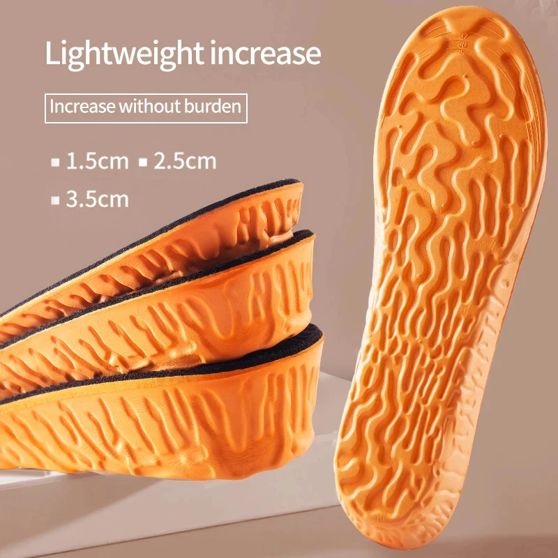 Orthopedic Height Increase Insoles for Women Men Invisiable Boost 1.5-3.5cm Memory Foam Shoes Pad Breathable Feet Care Insole