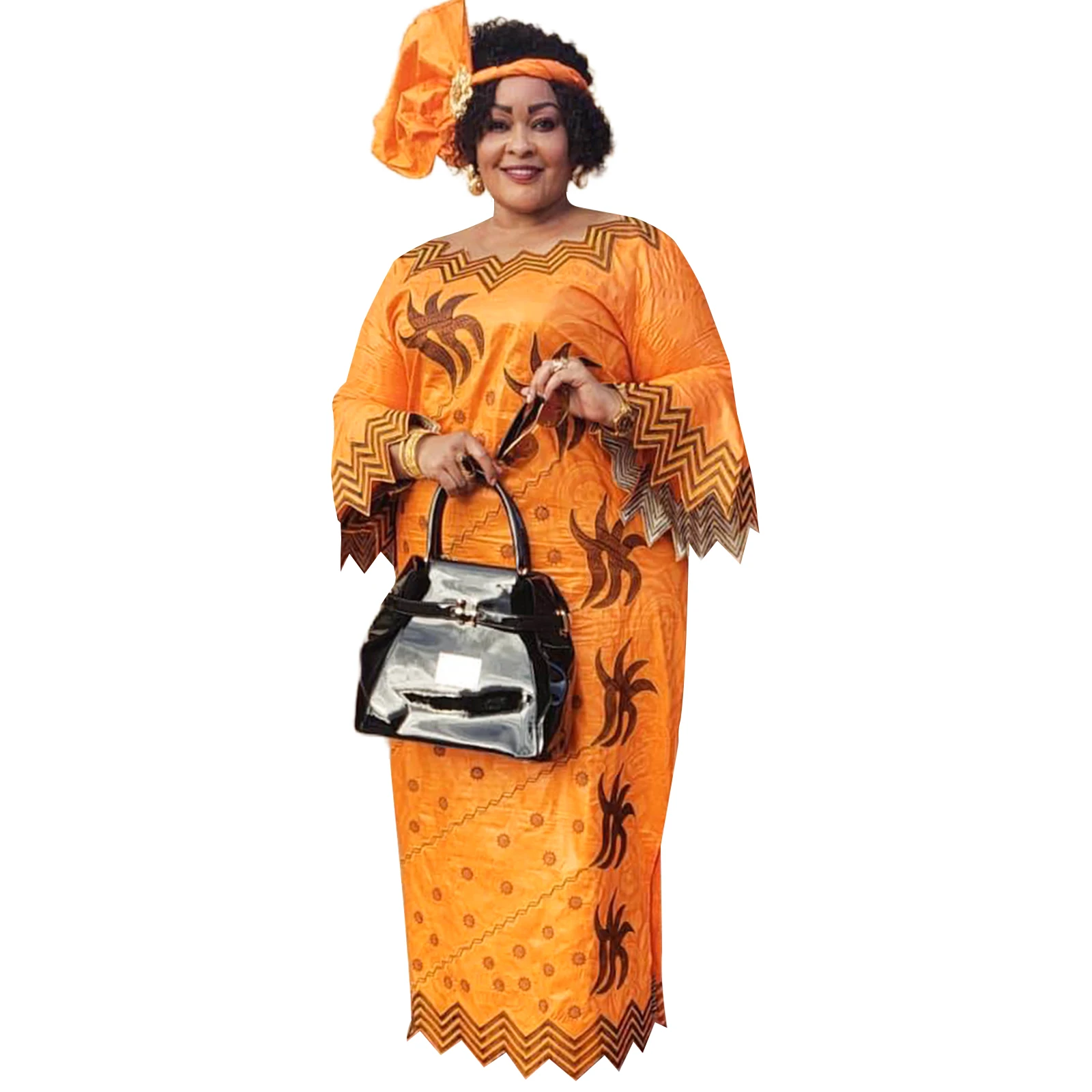 

African Attire For Women Bazin Riche Embroidery Plus Size Elegant Party Church Dress