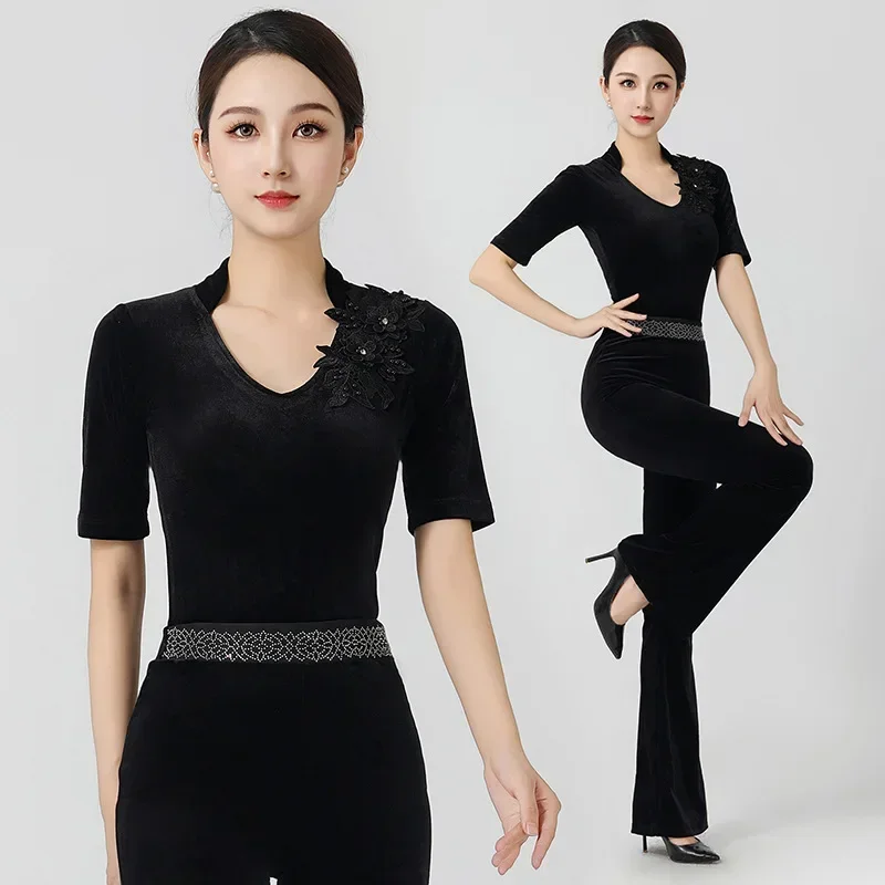 

Latin dance suit pants top ballroom dance accessories women clothing dance clothes women