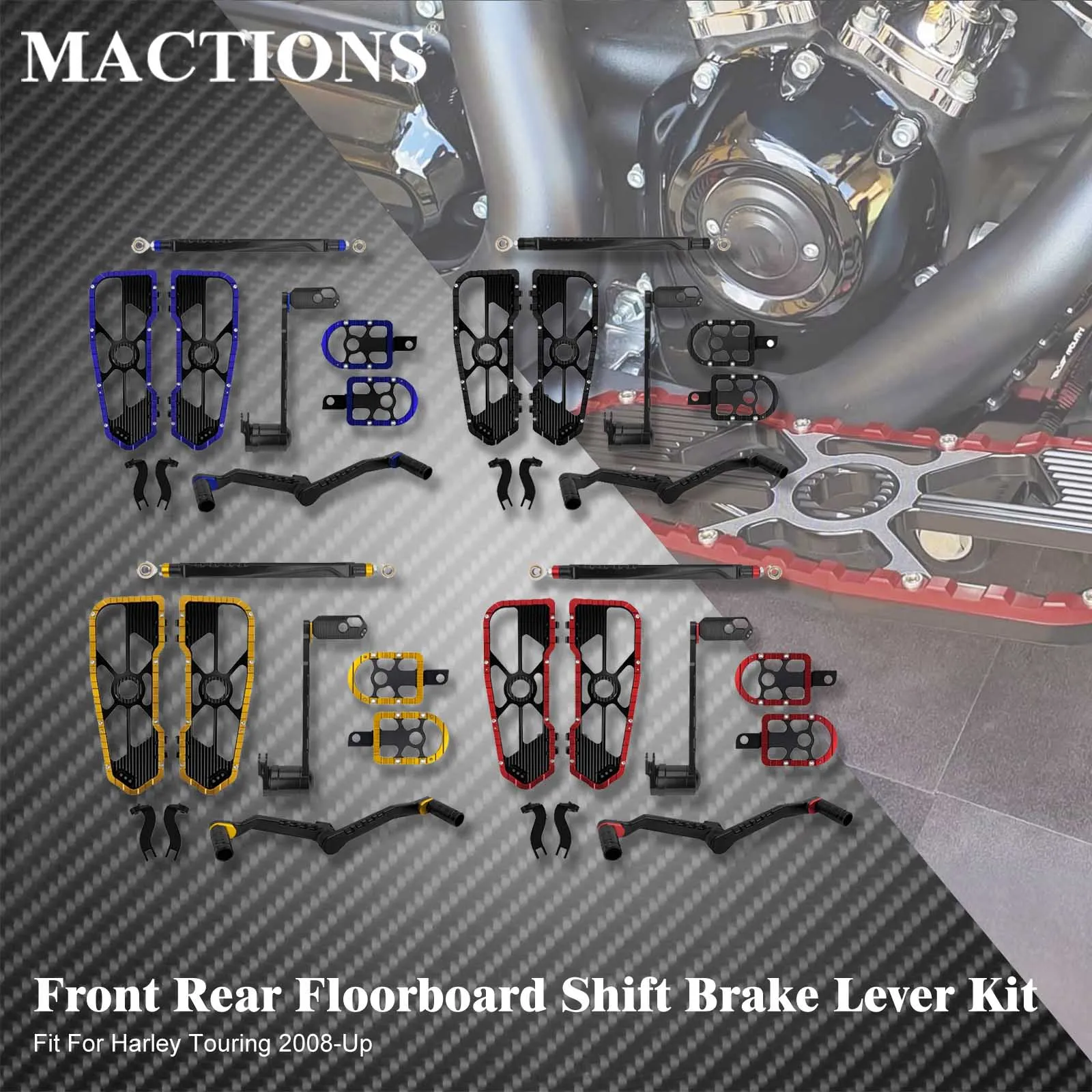 Motorcycle Front Rear Footrests Floorboards Brake Arm Kit Heel Toe Shift Lever Brake Mount Bracket For Harley Touring 2008-2025