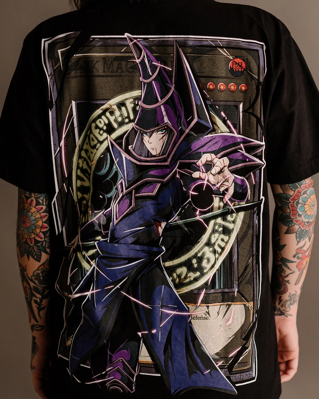 Vintage Oversized Dark Magician Print Graphic t shirts Streetwear Short Sleeve y2k Tops Yu-Gi-Oh Anime T Shirt Men Clothing