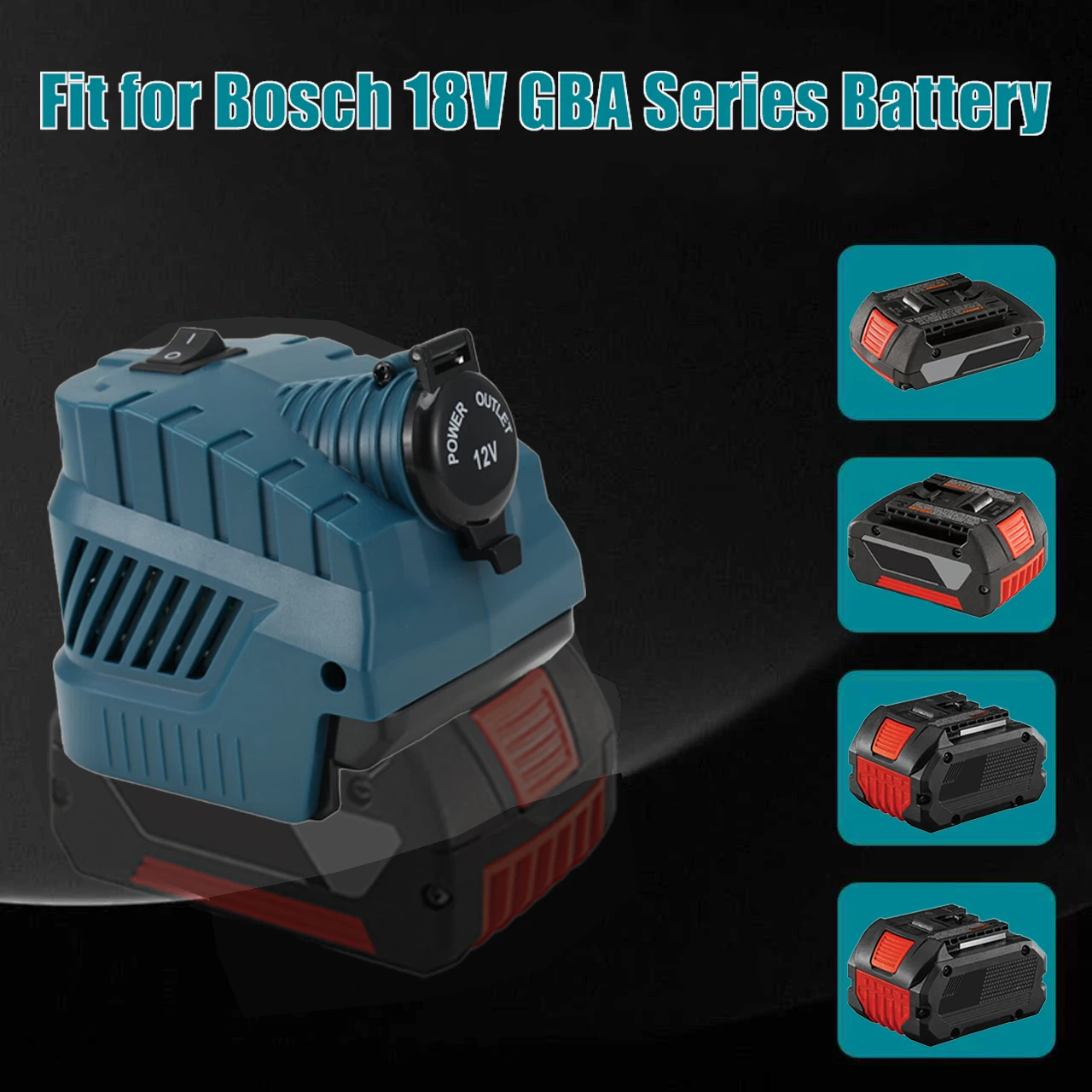 HAKSINKY DC 12V Converter Regulator for Bosch GBA 18V Li-ion Battery 240W Cigarette Lighter Vehicle Refrigerator Power Supply