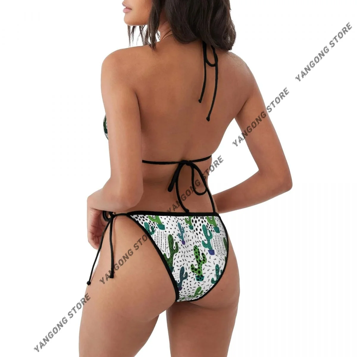 مثير ملابس سباحة نسائية صغيرة مجردة الأزهار الصبار نمط ملابس السباحة امرأة ثونغ مجموعة البكيني البرازيلي المايوه ملابس الشاطئ